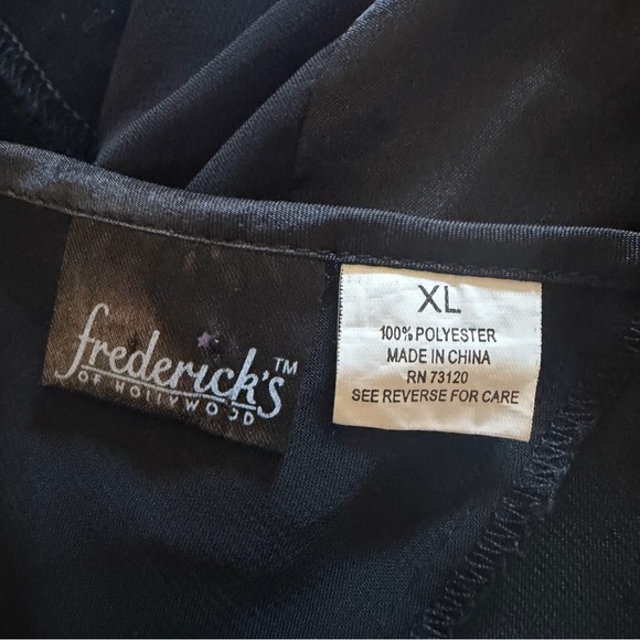 Frederick’s of Hollywood Black Sheer Satin Chemise Dress Y2K Grunge Goth XL - Picture 9 of 10